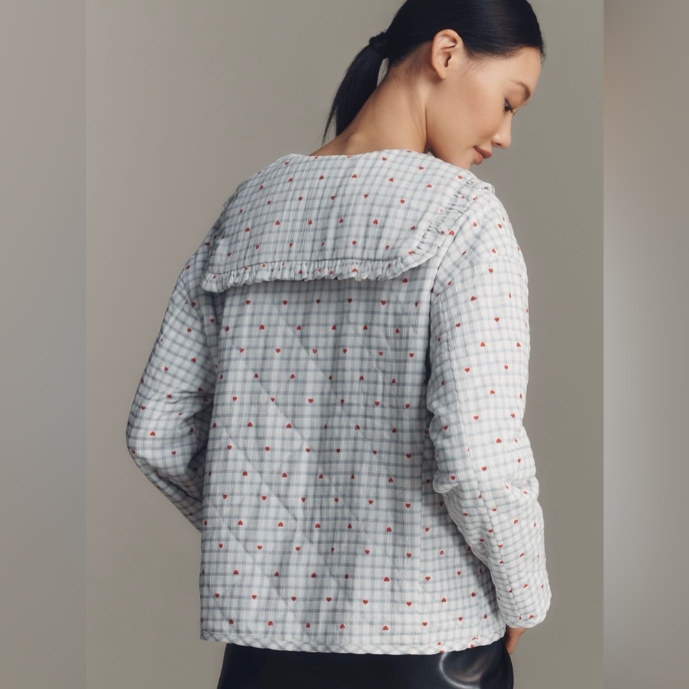 Anthropologie The Hazel heart print quilt jacket L NWOT - Picture 2 of 2